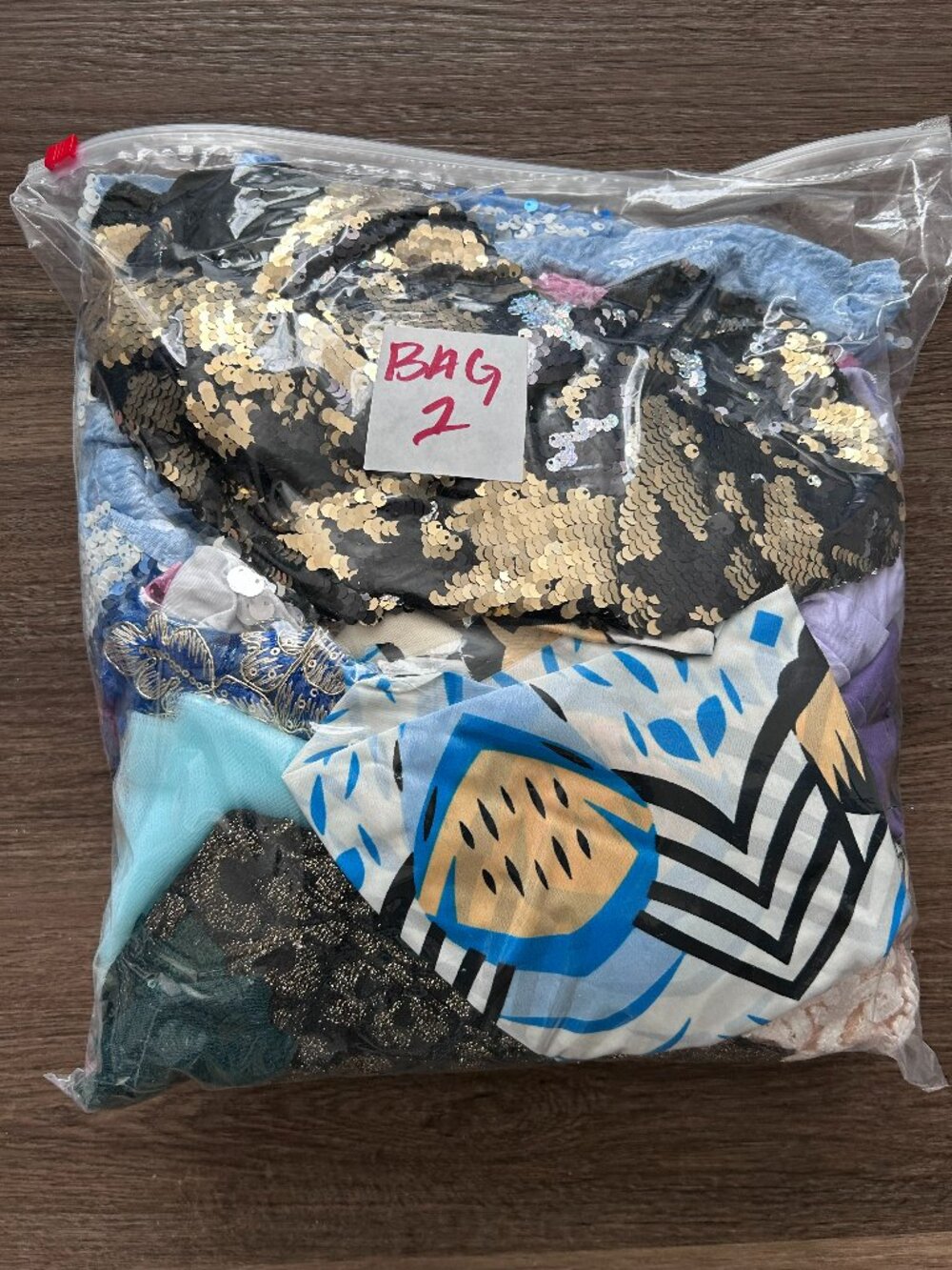 Large fabric scrap bag for crafters